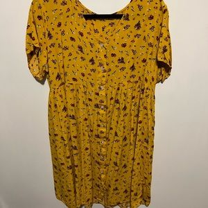 Mustard yellow floral dress
